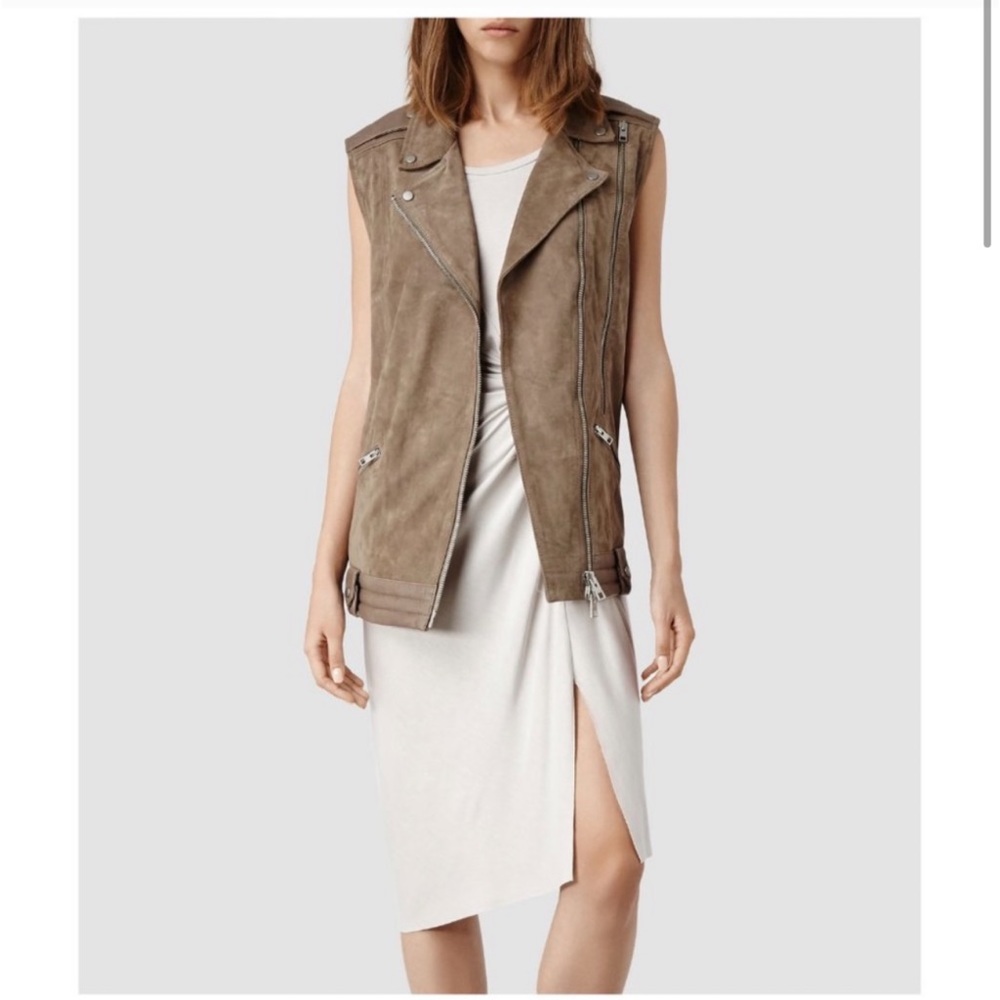 Allsaints Cohen Gilet woman's size UK 8 US 4 suede
